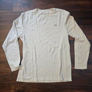 Lacoste Shirt Men's XL White-on-White Thermal Knit Logo Long Sleeve Cotton